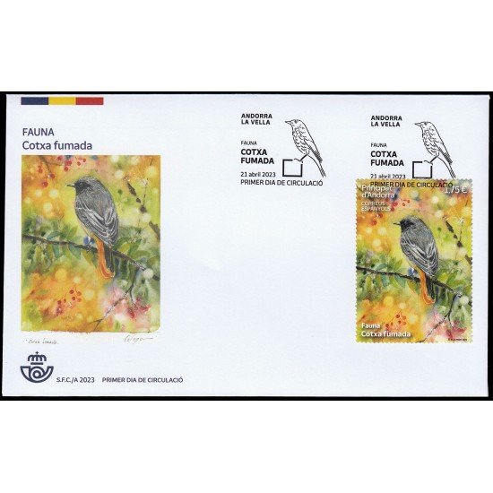 Andorra Española 541 2023 Fauna Cotxa Fumada SPD Sobre Primer Día Andorra Española 541 2023 Fauna Cotxa Fumada SPD Sobre Primer Día
