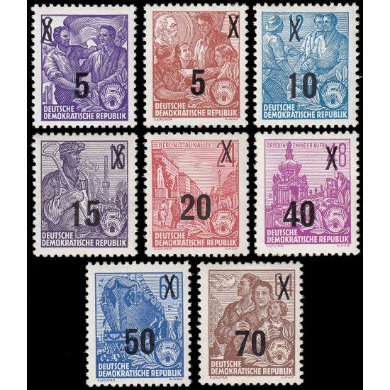 Alemania Oriental 176/83 1954 Plan quinquenal Sobrecarga MH Alemania Oriental 176/83 1954 Plan quinquenal Sobrecarga MH