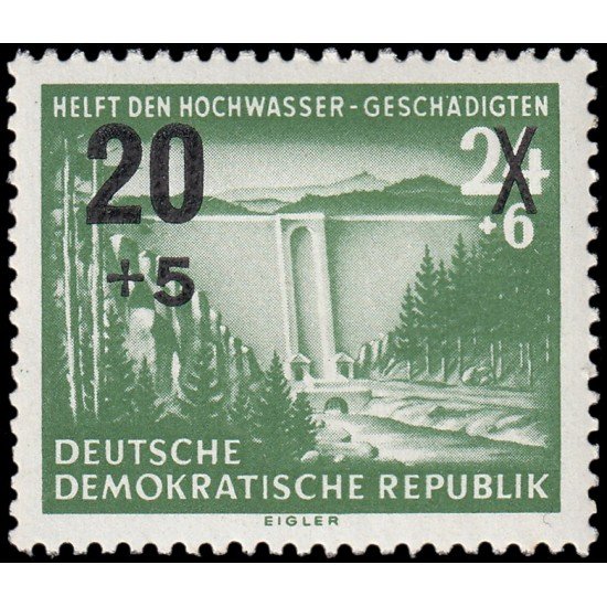 Alemania Oriental 184 1955 En favor de las víctimas de inundaciones MH Alemania Oriental 184 1955 En favor de las víctimas de inundaciones MH