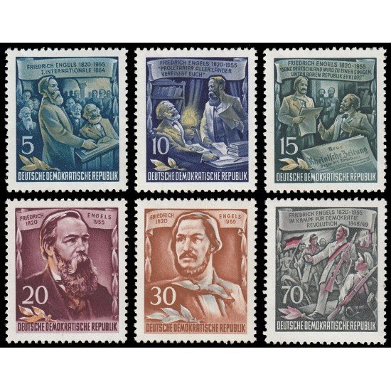 Alemania Oriental 216/21 1955 135 aniv. del nacimiento de Engels MNH Alemania Oriental 216/21 1955 135 aniv. del nacimiento de Engels MNH