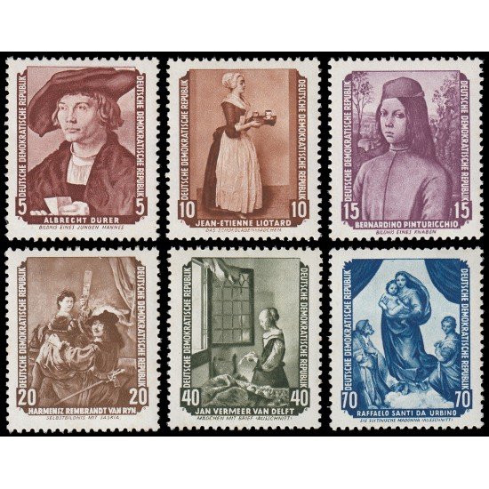 Alemania Oriental 223/28 1955 Cuadros devueltos de la Pinacoteca de Dresde MH Alemania Oriental 223/28 1955 Cuadros devueltos de la Pinacoteca de Dresde MH