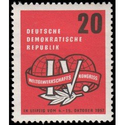 Alemania Oriental 311 1957 4º Congreso mundial de sindicatos obreros Leipzig MH Alemania Oriental 311 1957 4º Congreso mundial de sindicatos obreros Leipzig MH