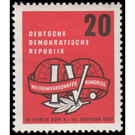 Alemania Oriental 311 1957 4º Congreso mundial de sindicatos obreros Leipzig MH Alemania Oriental 311 1957 4º Congreso mundial de sindicatos obreros Leipzig MH