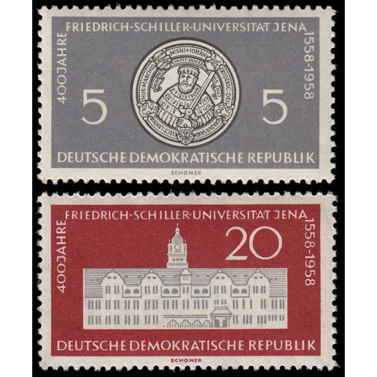 Alemania Oriental 367/68 1958 400 aniv. Universidad de F. Schiller MNH Alemania Oriental 367/68 1958 400 aniv. Universidad de F. Schiller MNH