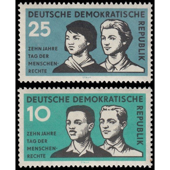 Alemania Oriental 384/85 1958 10 aniv. declaración Derechos Humanos MNH