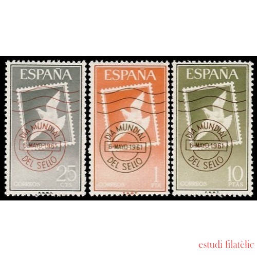 España Spain 1348/50 1961 Día Mundial del sello MNH