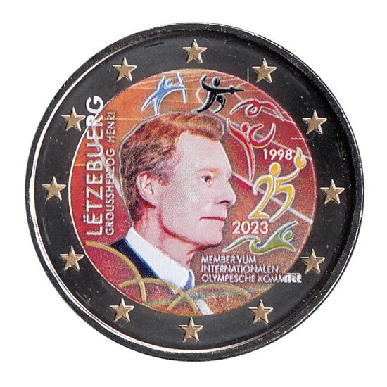 Luxemburgo 2023 2 € euros conmemorativos Color Duque Enrique Miembro COI Luxemburgo 2023 2 € euros conmemorativos Color Duque Enrique Miembro COI