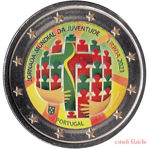Portugal 2023 2 € euros conmemorativos Color Jornada Mundial de la Juventud