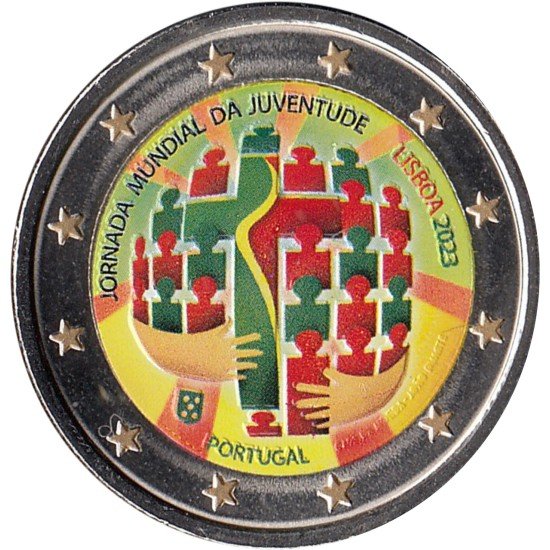 Portugal 2023 2 € euros conmemorativos Color Jornada Mundial de la Juventud Portugal 2023 2 € euros conmemorativos Color Jornada Mundial de la Juventud