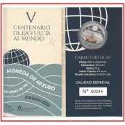 España Spain 2022 Cartera Oficial Moneda 40 euros € Plata Color Vuelta al Mundo 