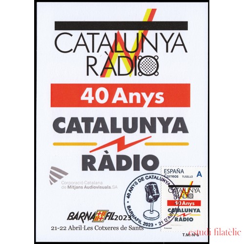 España 2023 Tarjeta 40 Anys Catalunya Radio matasello especial