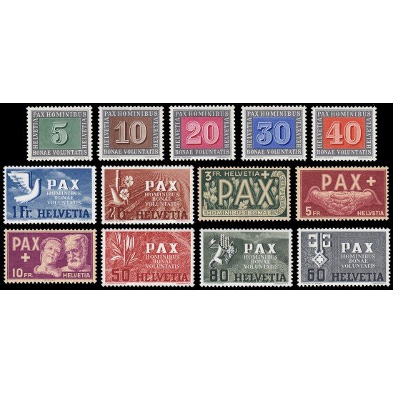Suiza Switzerland 405/17 1945 Serie de la Paz PAX MNH
