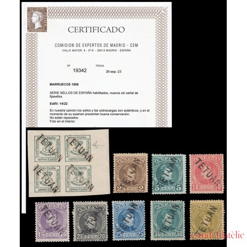 Marruecos 1908 14/22 Sellos de España habilitados MNH