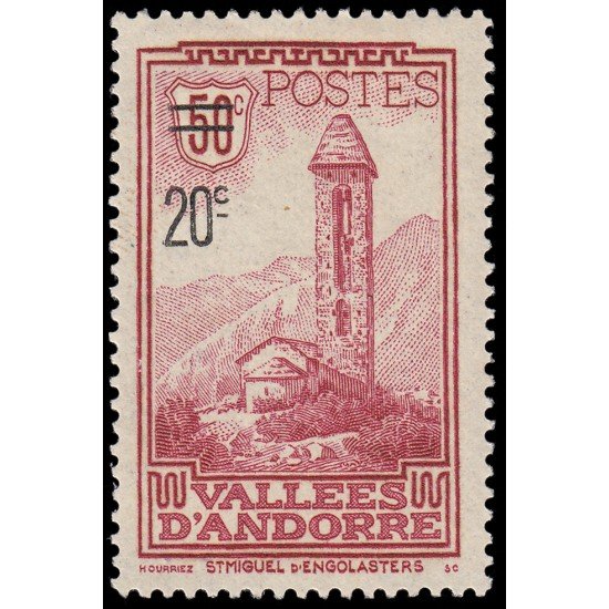 Andorra Francesa 46 1935 Sellos de 1923/33 sobrecargados Paisajes MH Andorra Francesa 46 1935 Sellos de 1923/33 sobrecargados Paisajes MH