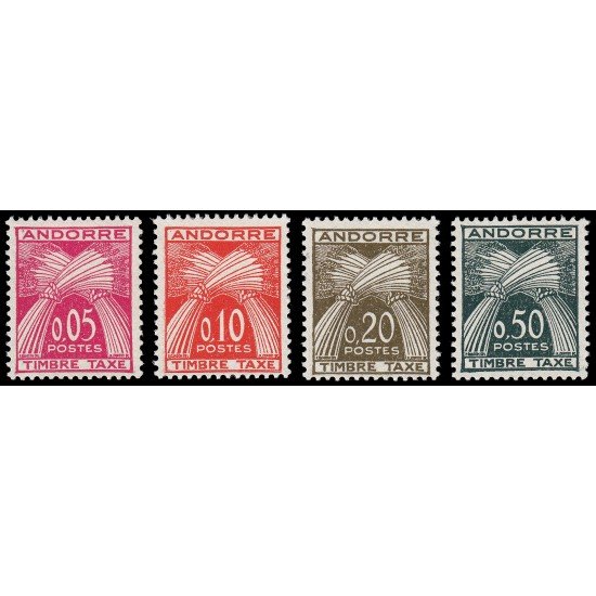 Andorra Francesa Tasas 42/45 1961 Espigas Leyenda Timbre-Taxe MNH Andorra Francesa Tasas 42/45 1961 Espigas Leyenda Timbre-Taxe MNH