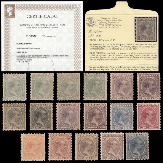 Filipinas 88/104 1891/93 Alfonso XIII Pelón MH Filipinas 88/104 1891/93 Alfonso XIII Pelón MH