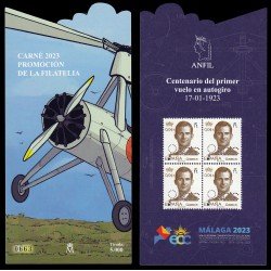 España Spain 5703CP 2023 Centenario primer vuelo en autogiro Carnet promoción de la filatelia Málaga MNH