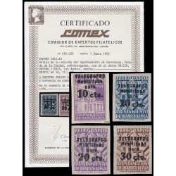 Barcelona Telégrafos 17/20 1942-45 Sello de Bolsa habilitados sin dentar MNH Barcelona Telégrafos 17/20 1942-45 Sello de Bolsa habilitados sin dentar MNH