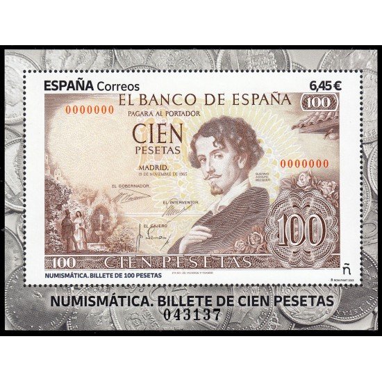 España Spain 5672 2023 Numismática Billete de cien pesetas multicolor MNH España Spain 5672 2023 Numismática Billete de cien pesetas multicolor MNH