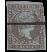 España Spain Barrados 42 1855 2 Reales Isabel II