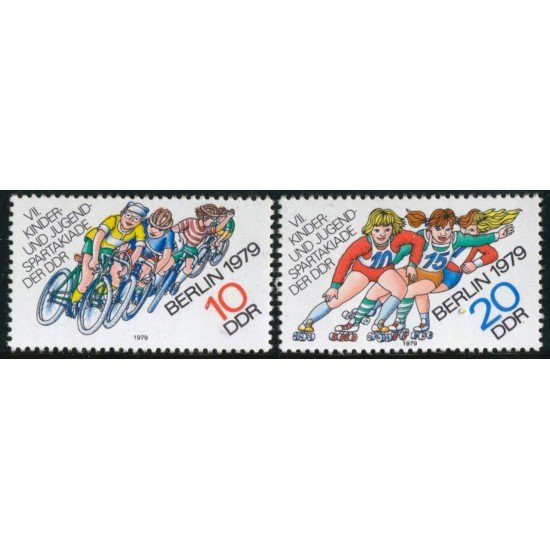 DEP1/S Alemania Oriental DDR Nº 2098/99 1979 VIIº Concurso deportivo de la infancia Lujo DEP1/S Alemania Oriental DDR Nº 2098/99 1979 VIIº Concurso deportivo de la infancia Lujo
