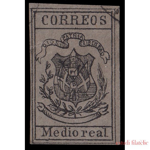 Rep. Dominicana 16 1870-74 Escudo Negro sobre color Usado