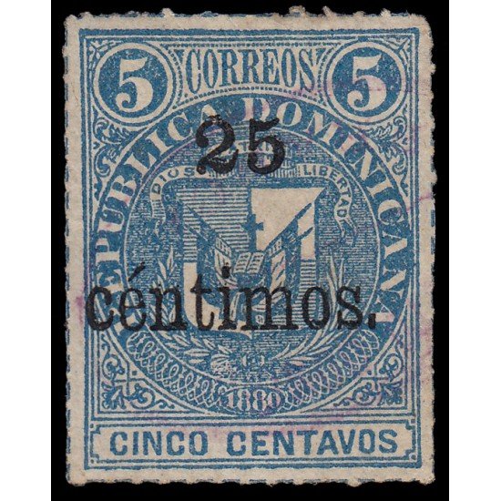 Rep. Dominicana 45a 1883 Sellos de 1880 con sobrecarga Usados Rep. Dominicana 45a 1883 Sellos de 1880 con sobrecarga Usados