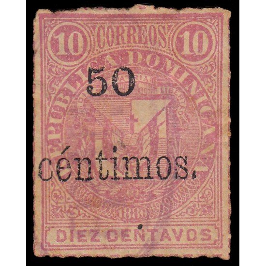 Rep. Dominicana 46 1883 Sellos de 1880 con sobrecarga Usados Rep. Dominicana 46 1883 Sellos de 1880 con sobrecarga Usados