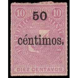 Rep. Dominicana 54a 1883 Sellos de 1881 con sobrecarga y con marco MH Rep. Dominicana 54a 1883 Sellos de 1881 con sobrecarga y con marco MH