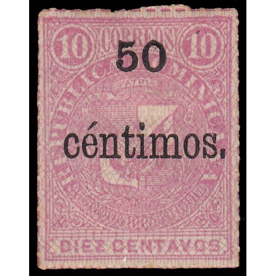 Rep. Dominicana 54a 1883 Sellos de 1881 con sobrecarga y con marco MH Rep. Dominicana 54a 1883 Sellos de 1881 con sobrecarga y con marco MH