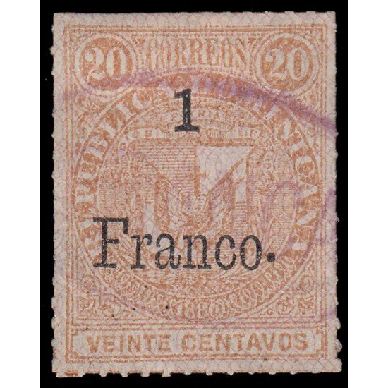 Rep. Dominicana 56a 1883 Sellos de 1881 con sobrecarga y con marco Usados Rep. Dominicana 56a 1883 Sellos de 1881 con sobrecarga y con marco Usados