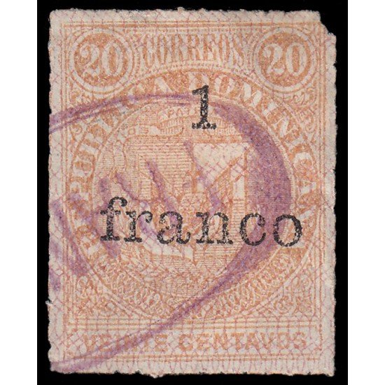Rep. Dominicana 56b 1883 Sellos de 1881 con sobrecarga y con marco Usados