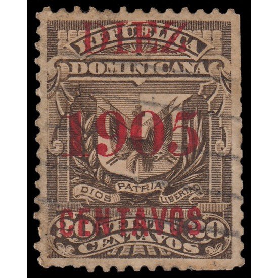 Rep. Dominicana 132 1905 Sellos de 1885-91 con sobrecarga Usados Rep. Dominicana 132 1905 Sellos de 1885-91 con sobrecarga Usados