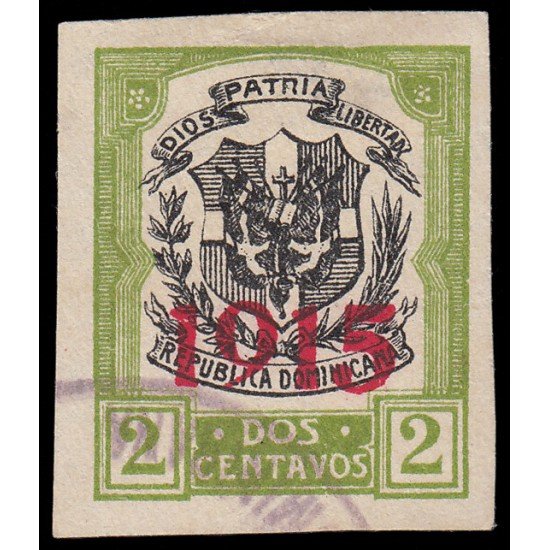 Rep. Dominicana 182c 1915 con sobrecarga 1915 en carmín Usado Rep. Dominicana 182c 1915 con sobrecarga 1915 en carmín Usado