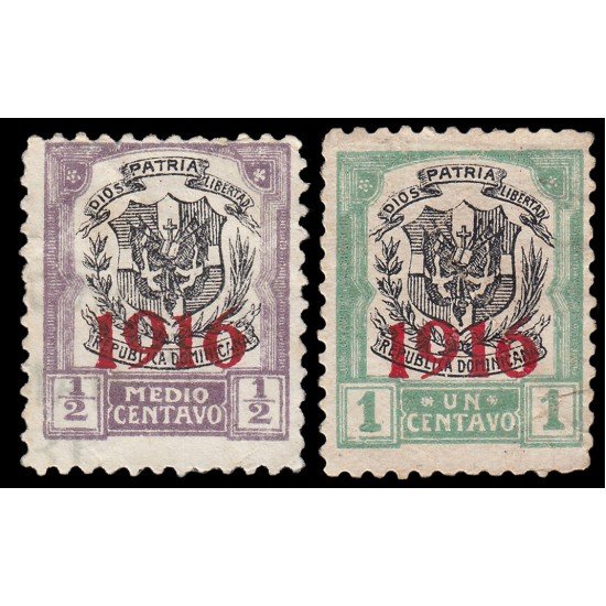 Rep. Dominicana 188/89 1916 con sobrecarga 1916 en carmín MH Rep. Dominicana 188/89 1916 con sobrecarga 1916 en carmín MH