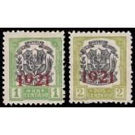 Rep. Dominicana 201/02 1921 con sobrecarga 1921 en carmín MH