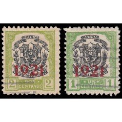 Rep. Dominicana 201/02 1921 con sobrecarga 1921 en carmín Usados Rep. Dominicana 201/02 1921 con sobrecarga 1921 en carmín Usados