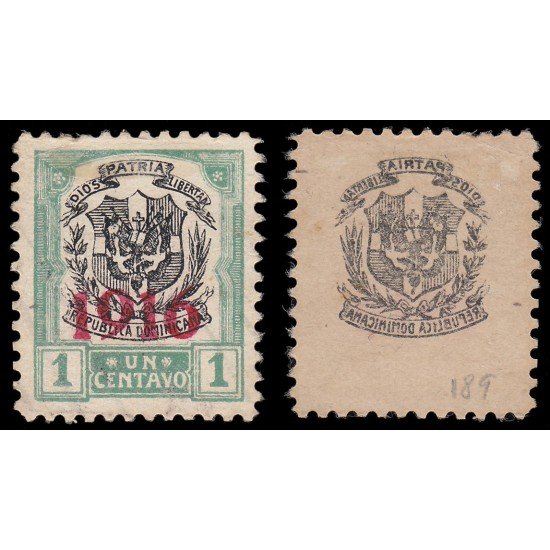 Rep. Dominicana 189 1916 con sobrecarga 1916 en carmín Rep. Dominicana 189 1916 con sobrecarga 1916 en carmín