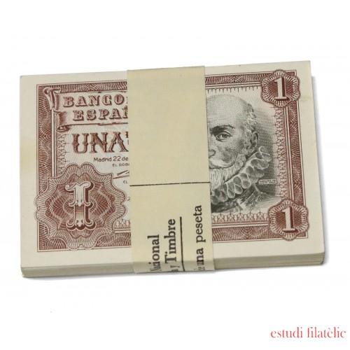 España  Billetes 1 peseta  1953 Taco completo de 100 Billetes