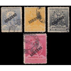 Perú Servicio Oficial 20/23 1886-1902 Sellos de 1896-99 con sobrecarga Gobierno en rojo Usados Perú Servicio Oficial 20/23 1886-1902 Sellos de 1896-99 con sobrecarga Gobierno en rojo Usados