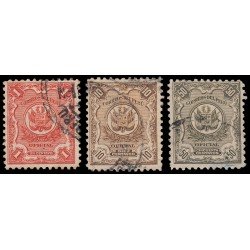 Perú Servicio Oficial 24/26 1909 Grabados Fondo de líneas Usados Perú Servicio Oficial 24/26 1909 Grabados Fondo de líneas Usados