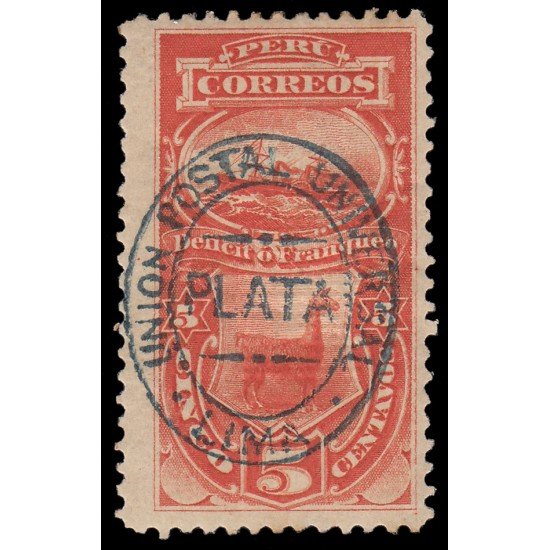 Perú Tasas 7A 1881 Déficit o Franqueo Con sobrecarga azul MH Perú Tasas 7A 1881 Déficit o Franqueo Con sobrecarga azul MH
