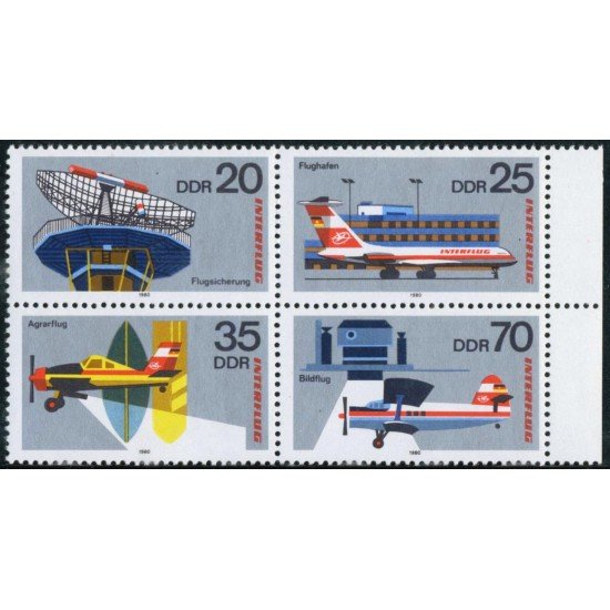 TRA1/S Alemania Oriental Germany Nº 2177/80 1980 Servicios y actividades de Interflug Lujo TRA1/S Alemania Oriental Germany Nº 2177/80 1980 Servicios y actividades de Interflug Lujo