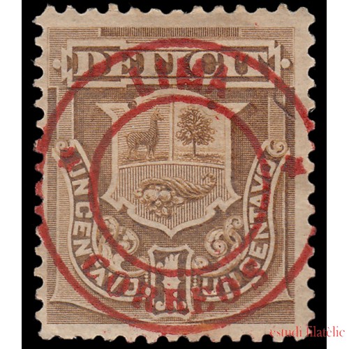 Perú Tasas 12 1882 Sellos de 1874-79 Con sobrecarga Lima-Correos en rojo MH
