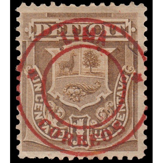 Perú Tasas 12 1882 Sellos de 1874-79 Con sobrecarga Lima-Correos en rojo MH Perú Tasas 12 1882 Sellos de 1874-79 Con sobrecarga Lima-Correos en rojo MH