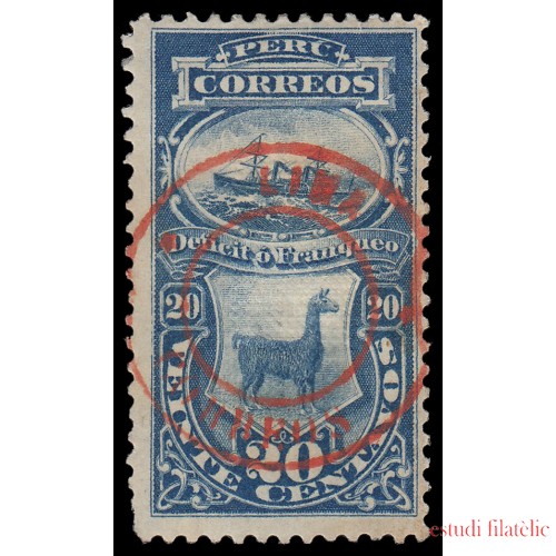 Perú Tasas 15 1882 Sellos de 1874-79 Con sobrecarga Lima-Correos en rojo MH