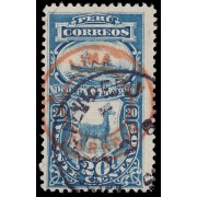 Perú Tasas 15 1882 Sellos de 1874-79 Con sobrecarga Lima-Correos en rojo Usado