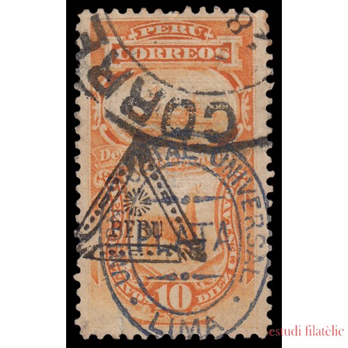 Perú Tasas 24 1883 Sobre sellos de Tasas 1881 sobrecarga Unión Postal Lima Usado