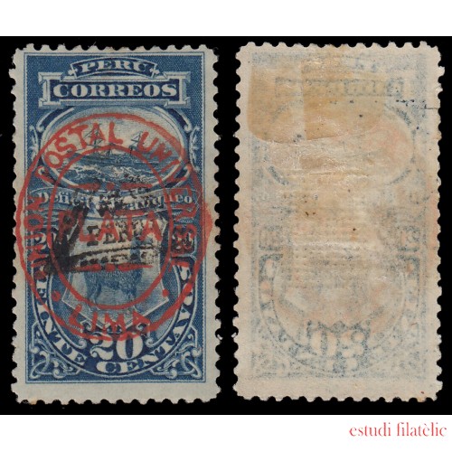 Perú Tasas 25 1883 Sobre sellos de Tasas 1881 sobrecarga Unión Postal Lima MH