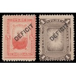 Perú 32/33 1887 Sellos de 1884-86 con sobrecarga Déficit MH